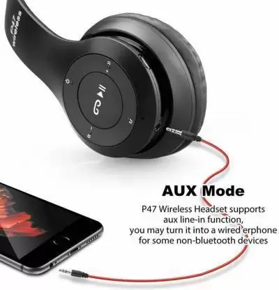 P47 with Mic HD Bass, SD Card Slot Portable Sports Bluetooth Headset 